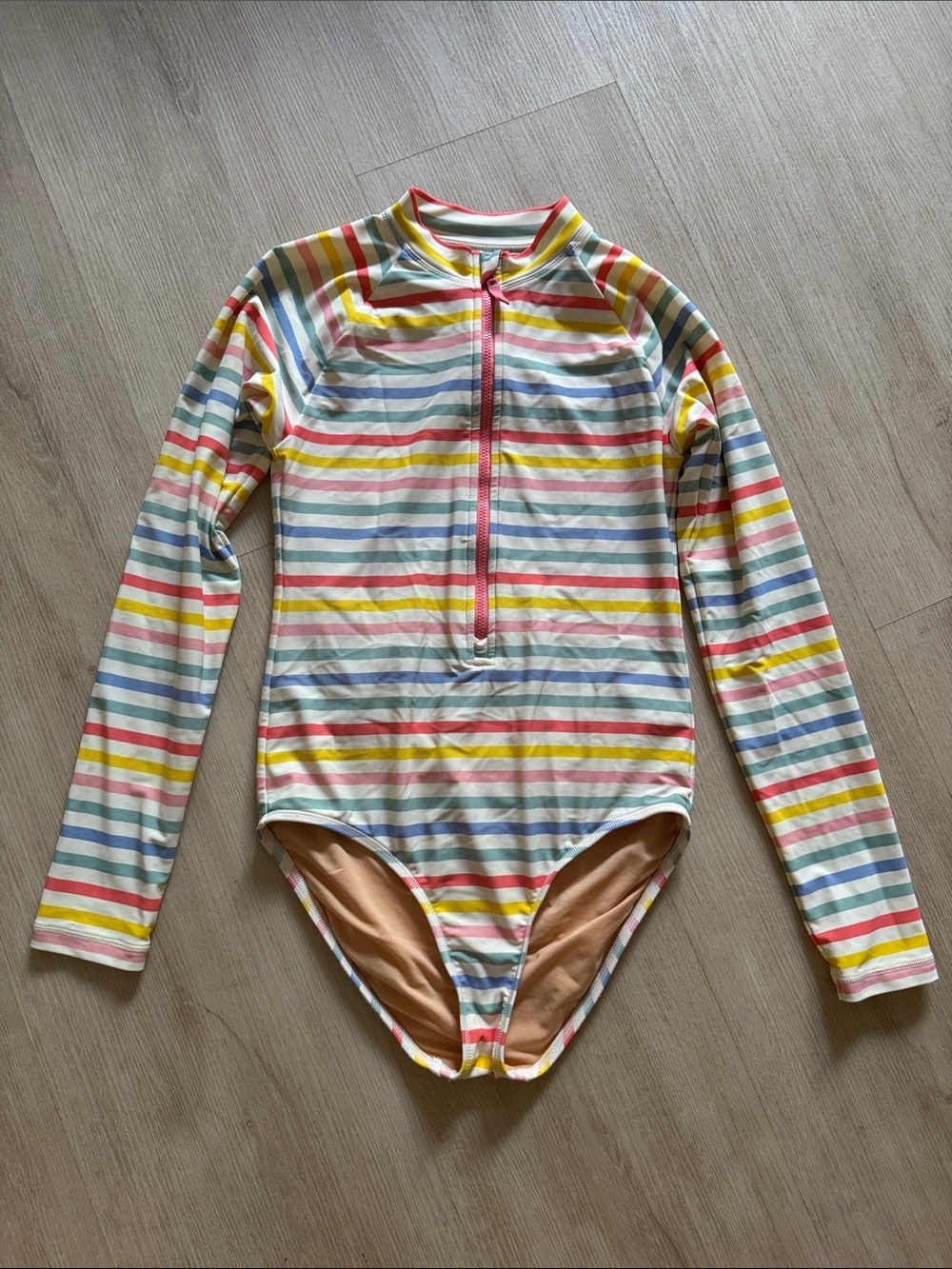 Crewcuts Multicolor Striped Long-Sleeve One-Piece Swimsuit